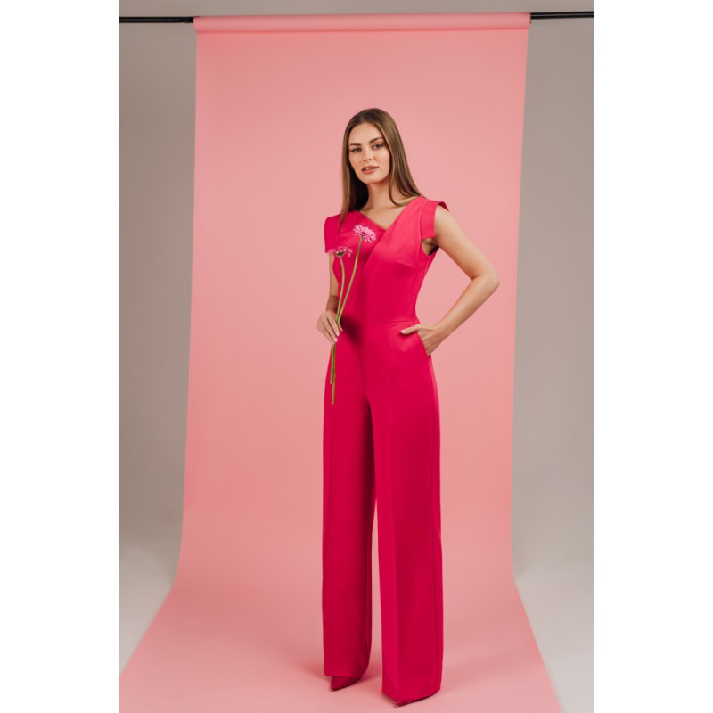 S407 Kombinezonas su asimetriška iškirpte - rožinis