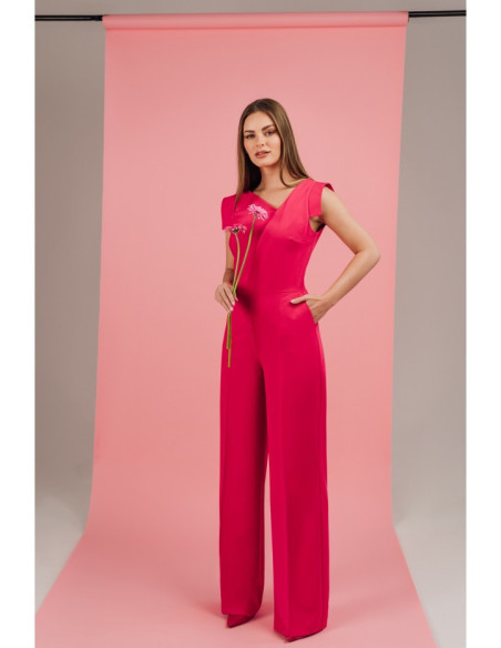 S407 Kombinezonas su asimetriška iškirpte - rožinis