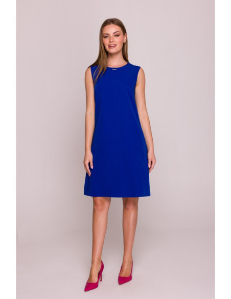 S408 Suknelė be rankovių - rugiagėlių mėlyna