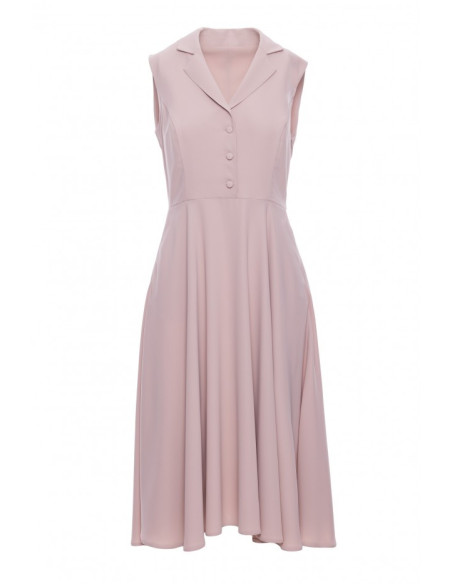 S409 Suknelė su atvira iškirpte - smėlio spalvos