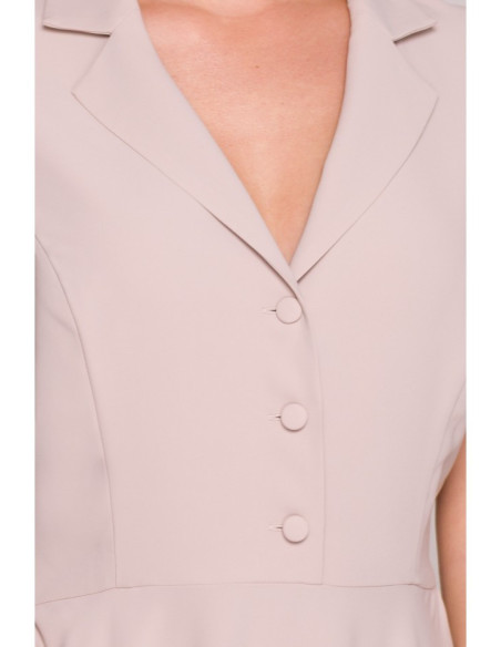 S409 Suknelė su atvira iškirpte - smėlio spalvos