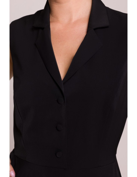 S409 Suknelė su atvira iškirpte - juoda