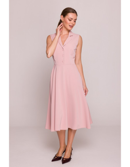 S409 Suknelė su atvira iškirpte - pudros mėlyna