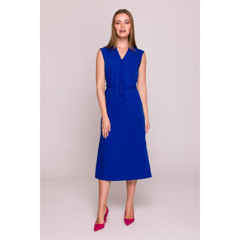 S410 Suknelė su kaklo iškirpte - rugiagėlių mėlyna