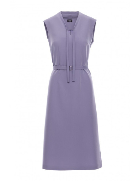 S410 Suknelė su kaklo iškirpte - balandis