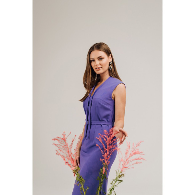 S410 Suknelė su kaklo iškirpte - violetinė