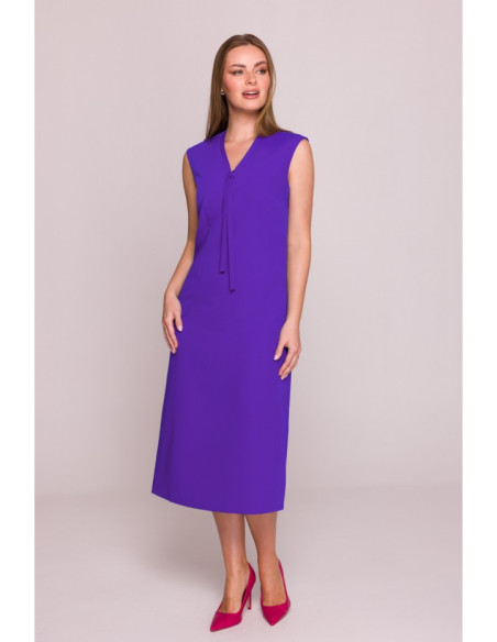 S410 Suknelė su kaklo iškirpte - violetinė