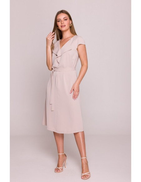 S411 Suknelė su švarku - smėlio spalvos