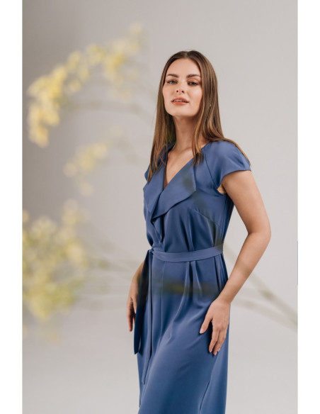 S411 Suknelė su švarku - mėlyna