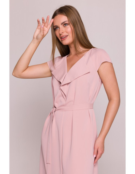 S411 Suknelė su švarku - pudros mėlyna