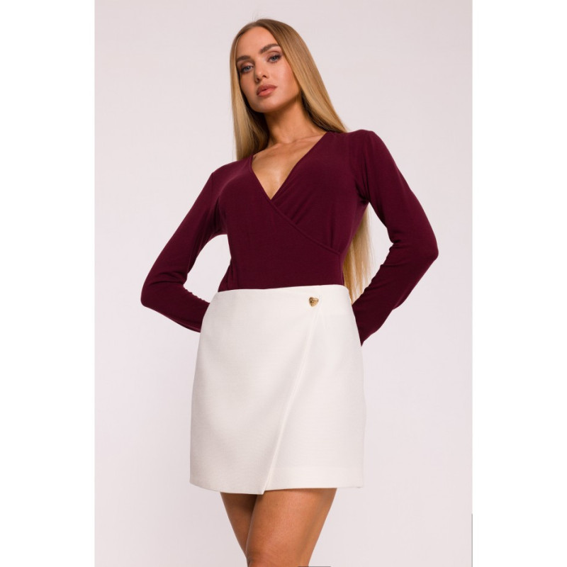 M854 Mini sijonas su persidengimais - kreminis