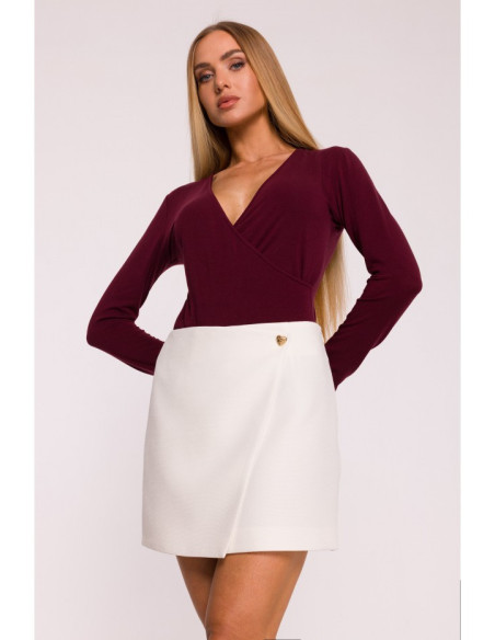 M854 Mini sijonas su persidengimais - kreminis