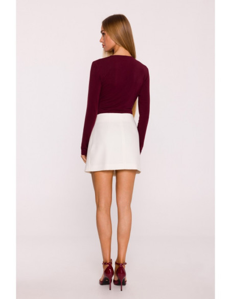 M854 Mini sijonas su persidengimais - kreminis