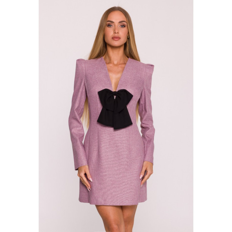 M869 Tvido suknelė su šifono lankeliu - marsala