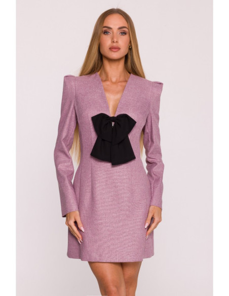 M869 Tvido suknelė su šifono lankeliu - marsala