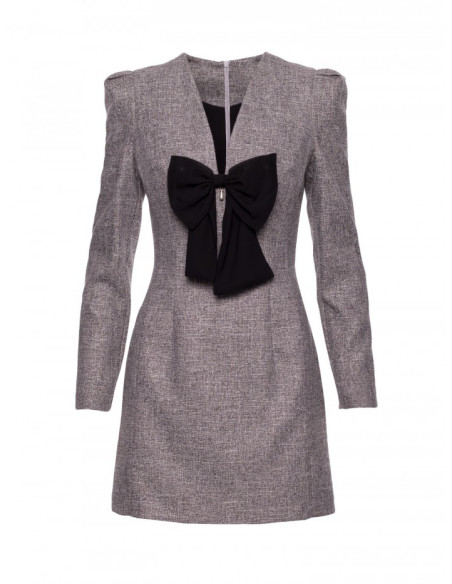 M869 Tvido suknelė su šifono lankeliu - grafito spalvos