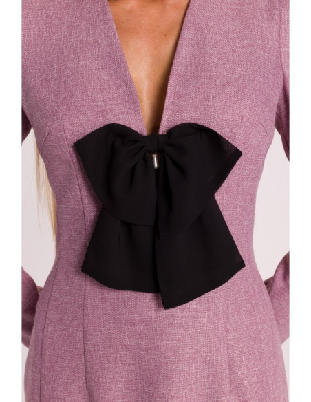 M869 Tvido suknelė su šifono lankeliu - marsala