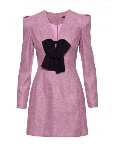 M869 Tvido suknelė su šifono lankeliu - marsala