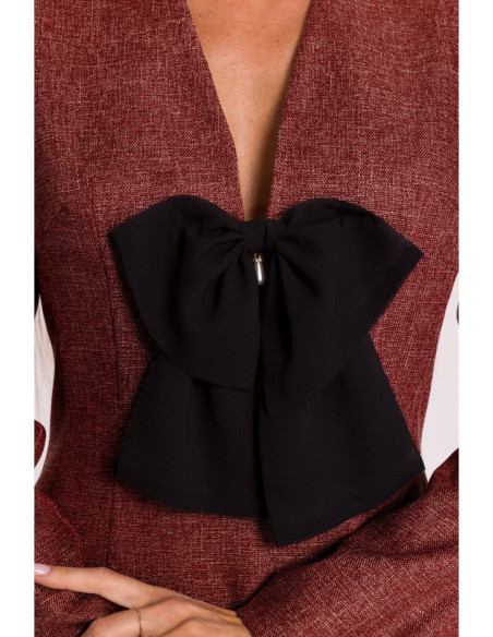 M869 Tvido suknelė su šifono lankeliu - bordo spalvos