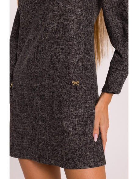 M870 Tvido suknelė su kišenėmis - juoda