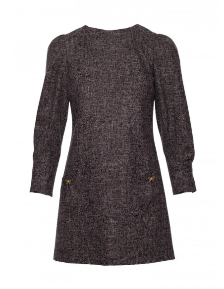 M870 Tvido suknelė su kišenėmis - juoda