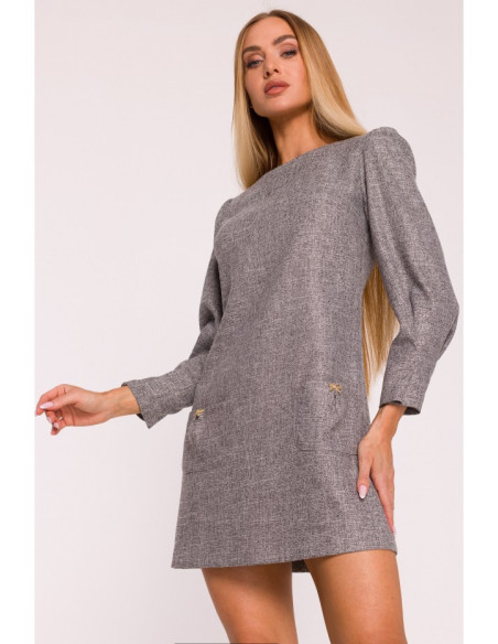 M870 Tvido suknelė su kišenėmis - grafito spalvos