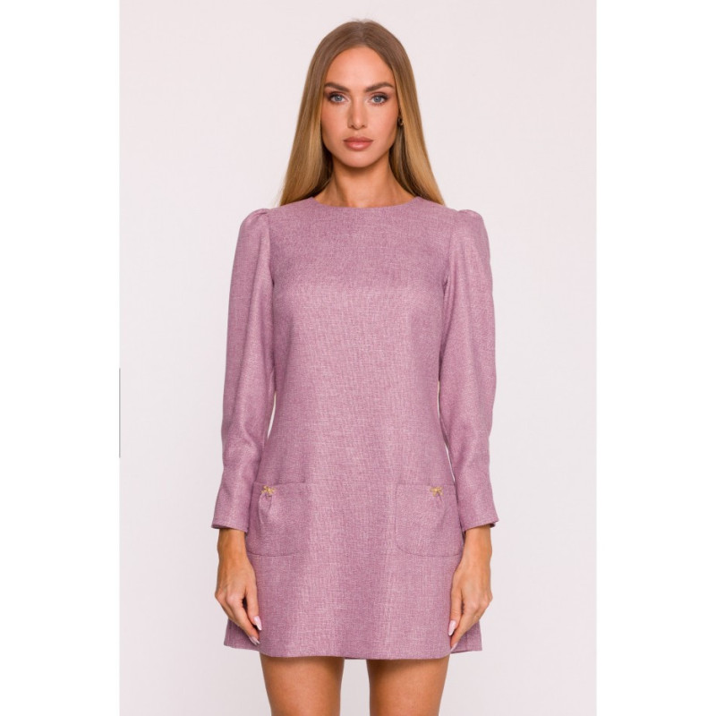 M870 Tvido suknelė su kišenėmis - marsala