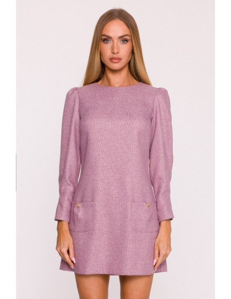 M870 Tvido suknelė su kišenėmis - marsala