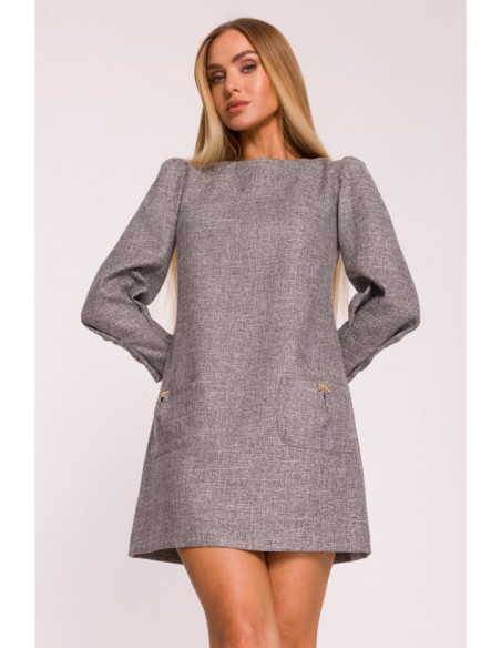 M870 Tvido suknelė su kišenėmis - grafito spalvos