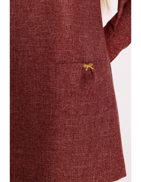 M870 Tvido suknelė su kišenėmis - bordo spalvos