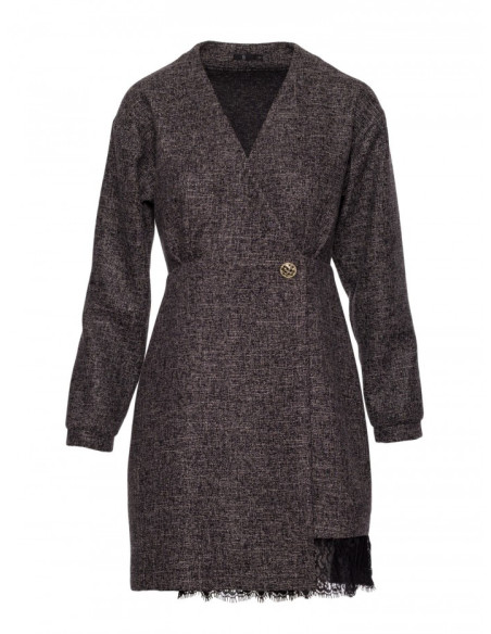 M871 Tvido suknelė su nėriniais - juoda