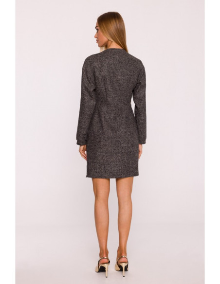 M871 Tvido suknelė su nėriniais - juoda