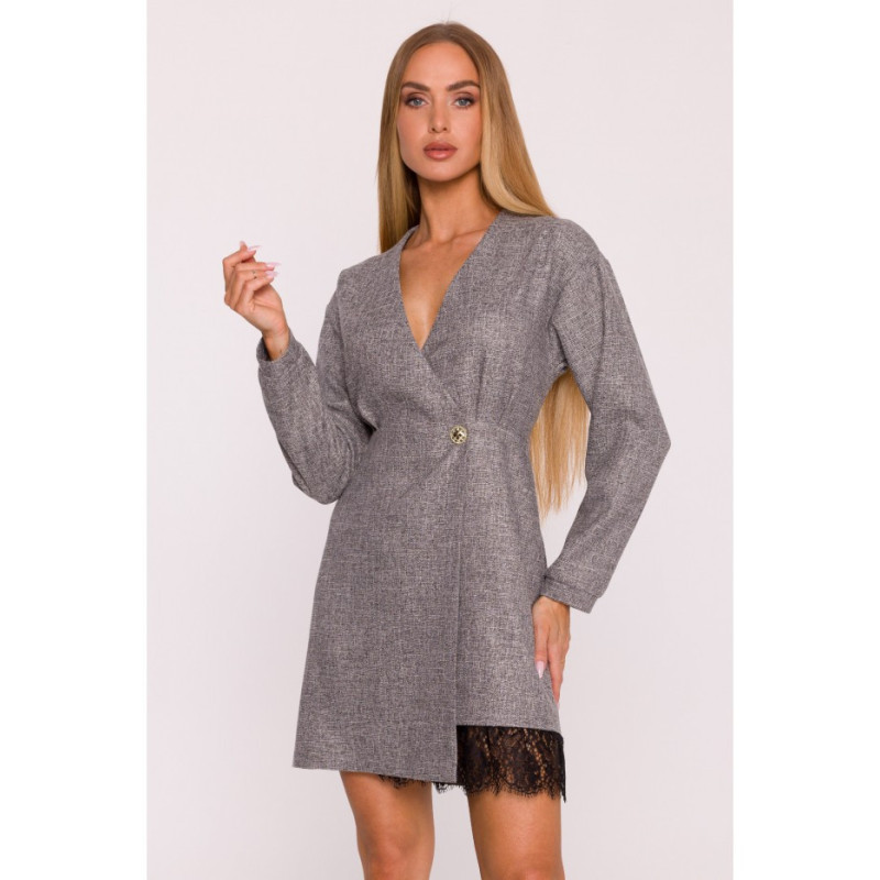 M871 Tvido suknelė su nėriniais - grafito spalvos