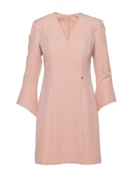 M876 Suknelė su plačiais rankogaliais - smėlio spalvos