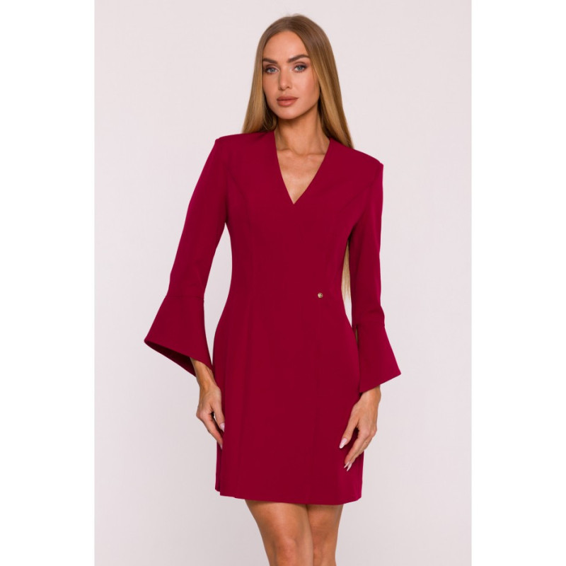 M876 Suknelė su plačiais rankogaliais - bordo spalvos