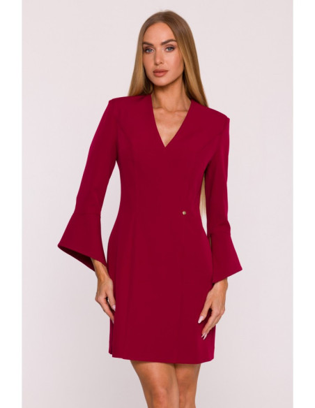 M876 Suknelė su plačiais rankogaliais - bordo spalvos