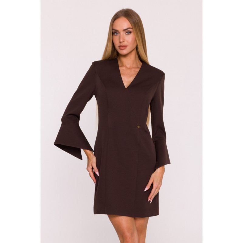 M876 Suknelė su plačiais rankogaliais - ruda
