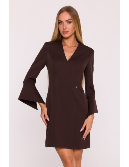 M876 Suknelė su plačiais rankogaliais - ruda