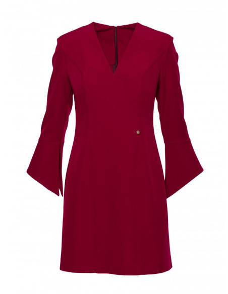M876 Suknelė su plačiais rankogaliais - bordo spalvos