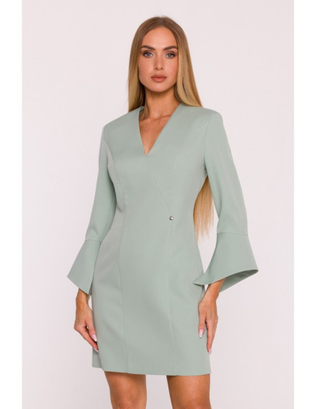M876 Suknelė su plačiais rankogaliais - mėtų spalvos