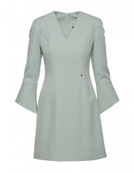 M876 Suknelė su plačiais rankogaliais - mėtų spalvos