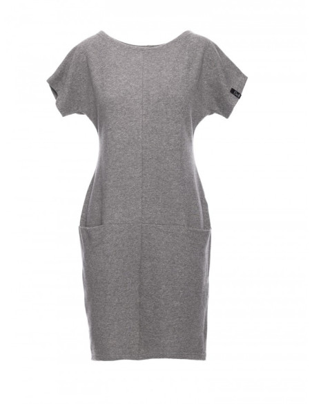 B050 Laisva midi suknelė su kišenėmis - pilka