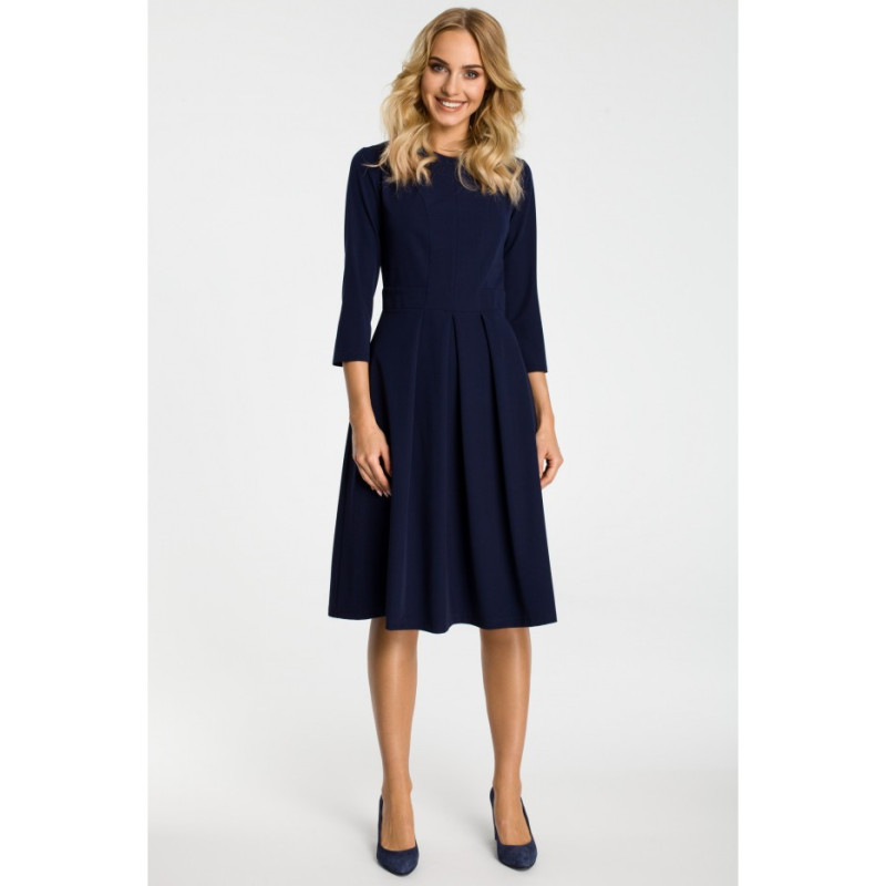 M335 Suknelė su kontrastingomis klostėmis priekyje -...