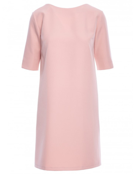 S113 Skardinė suknelė su įžūlia iškirpte nugaroje - pudros mėlyna