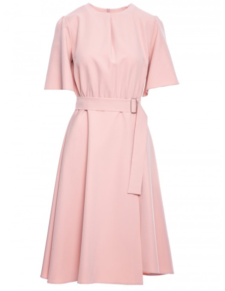 M396 Plėšyta suknelė su diržu - pudros mėlyna