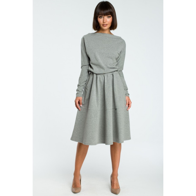 B087 Suknelė ilgomis rankovėmis - pilka
