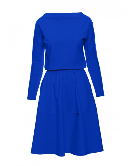 B087 Suknelė ilgomis rankovėmis - rugiagėlių mėlyna