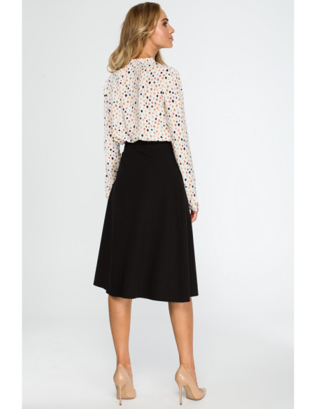 S133 Platėjantis midi sijonas - juodas