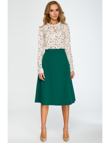 S133 Platėjantis midi sijonas - žalias