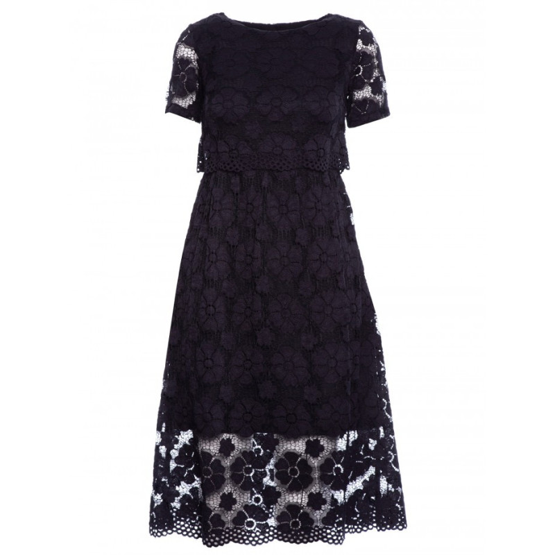 M405 Nėriniuota midi suknelė - juoda 2